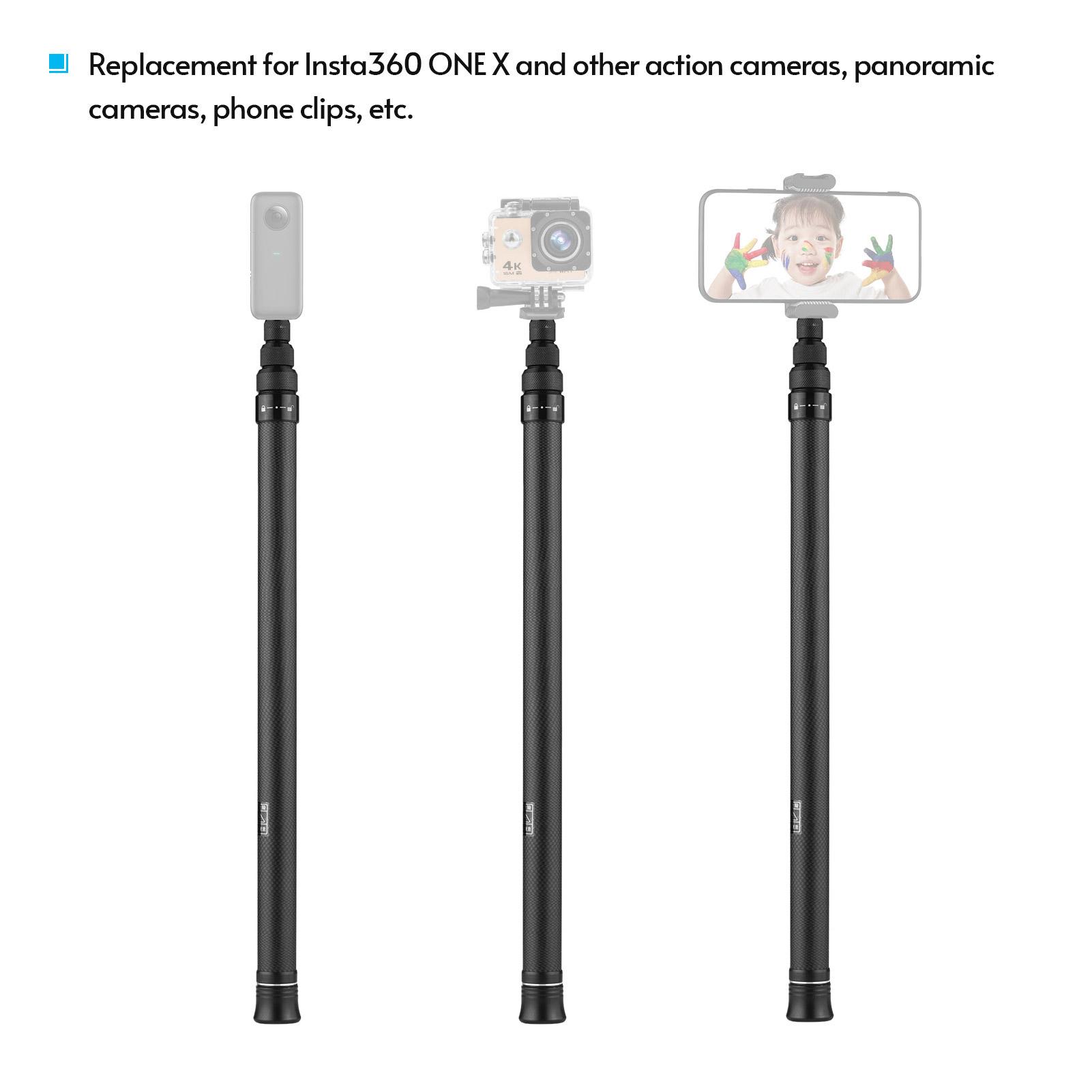 9.8ft Carbon Fiber Selfie Stick Extension Pole with 1/4 Inch Screw Replacement for Panoramic Camera Action Camera