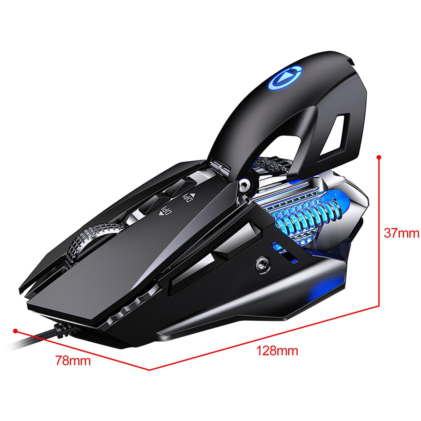 Mechanical Gaming Mouse Wired Adjustable DPI up to 7200 Dynamic Lighting Full Keys 7 Buttons Optical Mouse for PC Notebook Ergonomic Mice