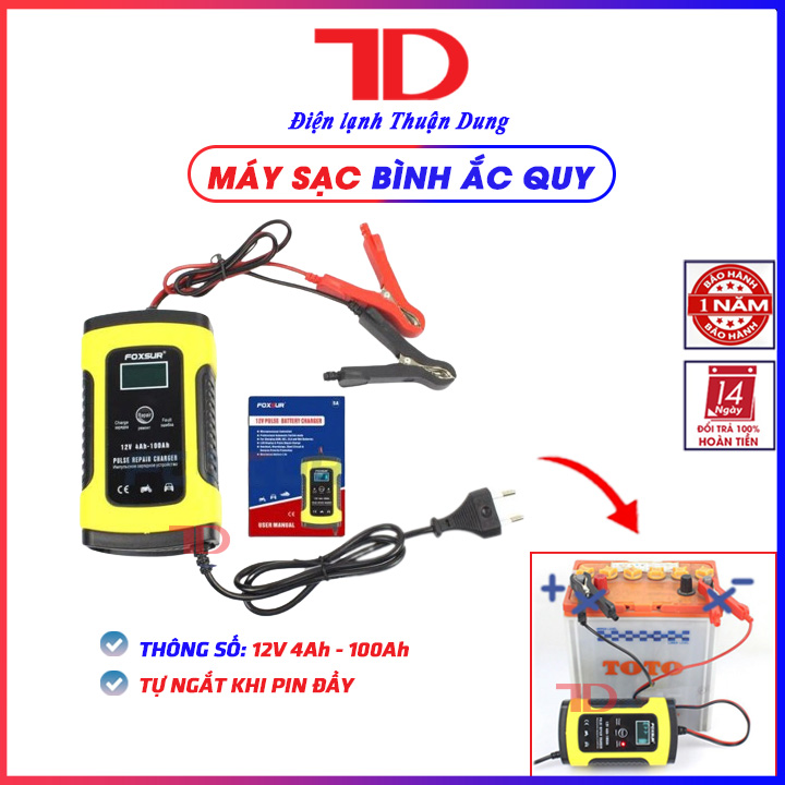 Máy sạc bình ắc quy kiêm sạc bình 12V/6A 4Ah-100Ah loại tốt mẫu mới 2019,máy nạp ắc quy, nạp ắc quy 12v - Điện lạnh Thuận Dung