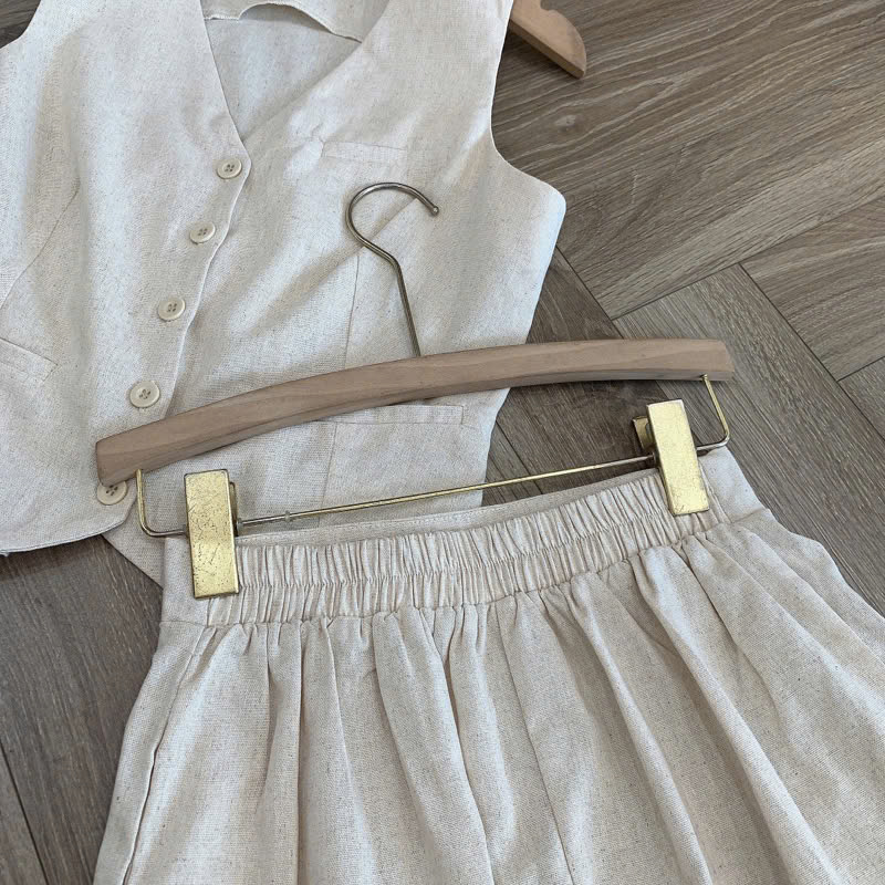 Quần short nữ chất linen mềm mịn, có bo chun phía sau dễ mặc và thoải mái  QUẦN BV01