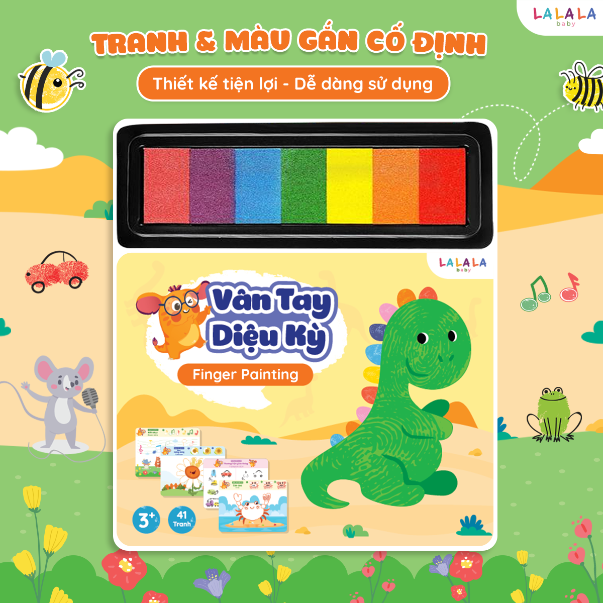 Bộ Tranh Tô Màu Vân Tay Cho Bé - Vân Tay Diệu Kỳ Finger Painting Kèm Màu Vân Tay - Lalala Baby