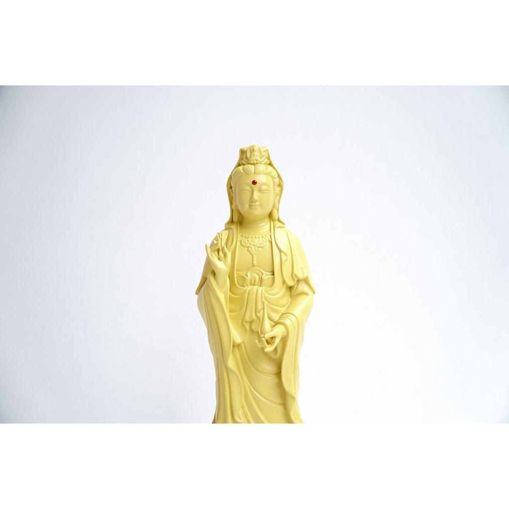 Tượng Phật Bà Quan Thế Âm Bồ Tát đứng vàng đất - Cao 25cm