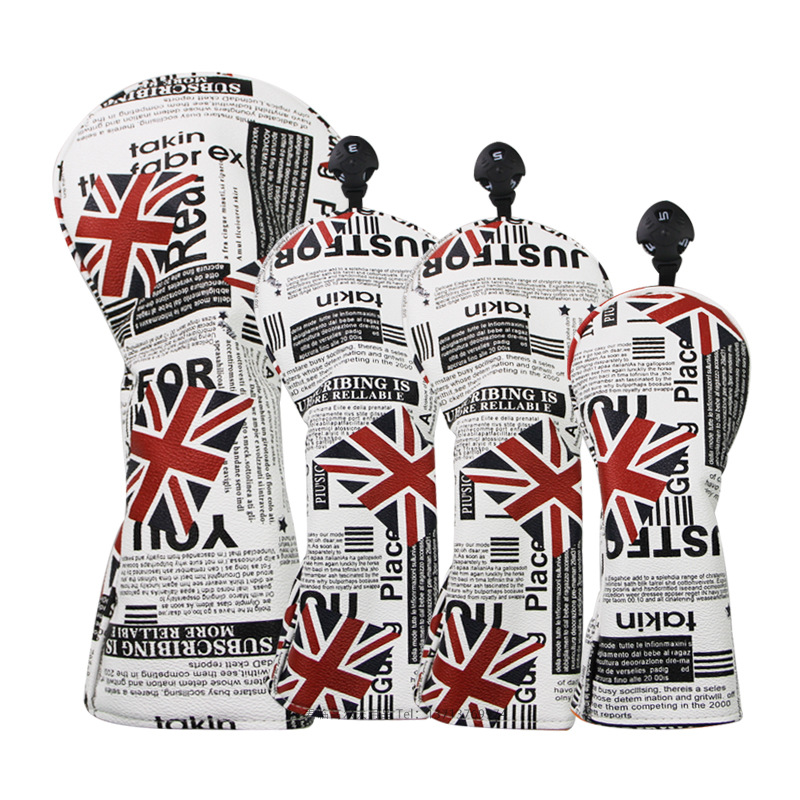1 Bộ USA Cờ Anh Golf Headcovers, Golf Vintage Retro Yêu Nước Fairway Đầu Gỗ Bao Phù Hợp Với 1,3,5,UT Fairway Gỗ Câu Lạc Bộ Color: 4