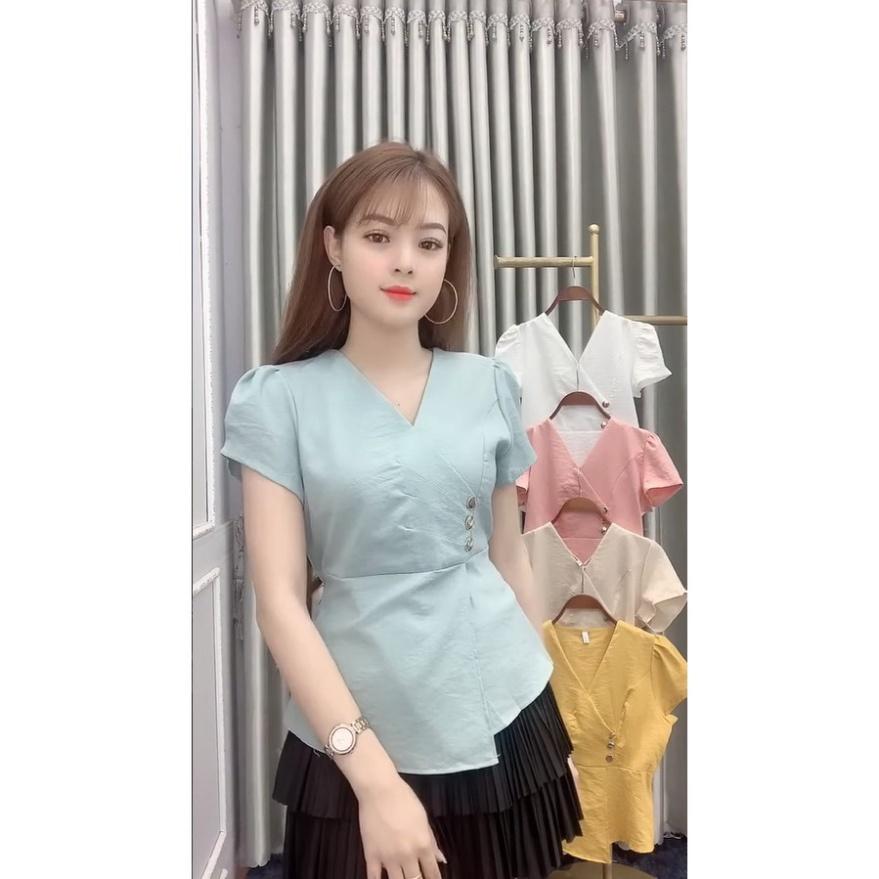 Áo đũi nữ áo kiểu peplum A9, Chất liệu đũi cực mát, mềm mịn, thấm hút mồ hôi, co dãn nhẹ, siêu tôn da