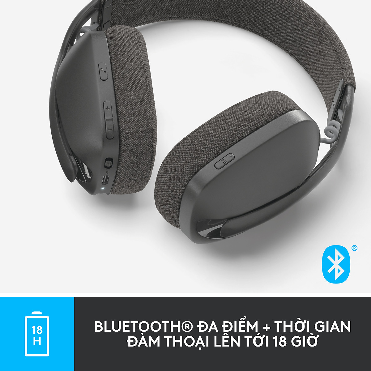 Tai nghe không dây Logitech Zone Vibe 100 nhẹ, với micrô khử tiếng ồn, Tai nghe Bluetooth Đa điểm Tiên tiến, Hoạt động với Teams, Google Meet, Zoom, Mac/PC -Hàng chính hãng