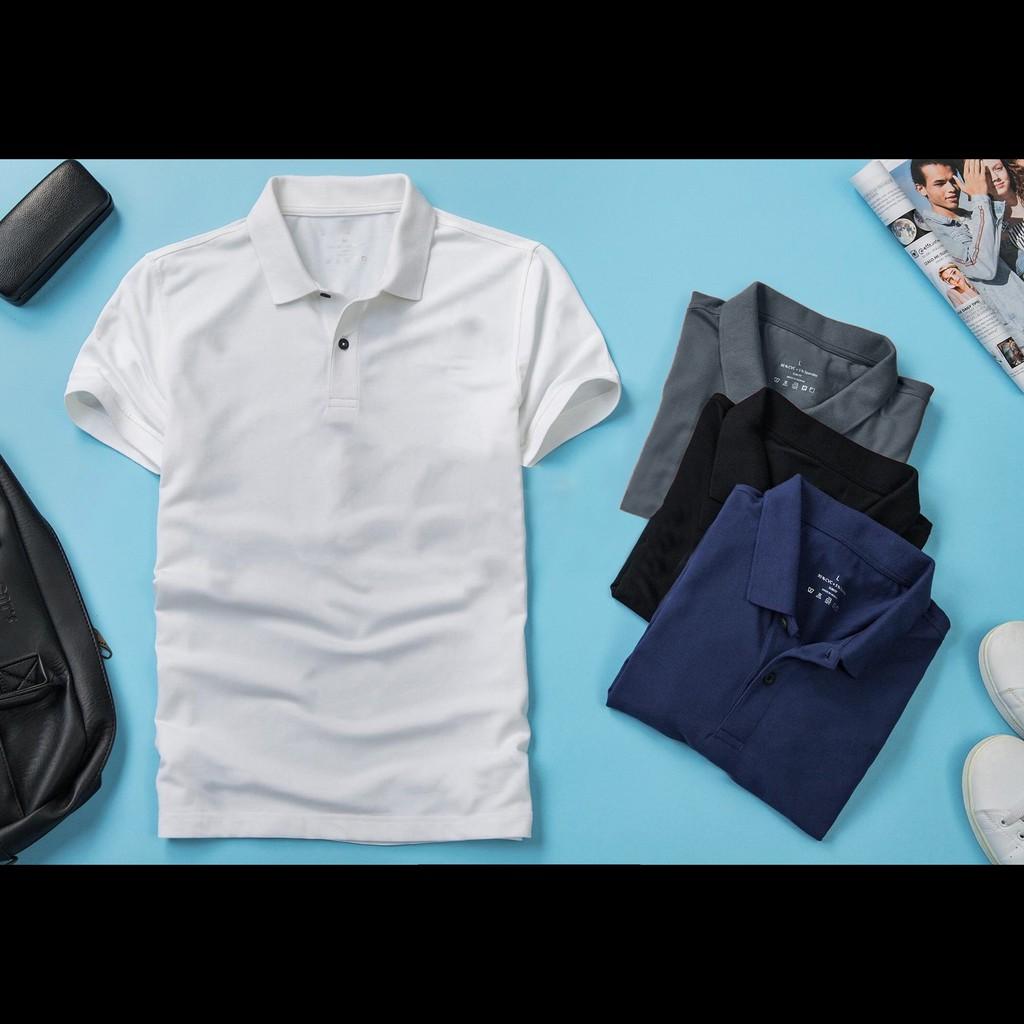 - Áo thun nam POLO trơn thiết kế vải cá sấu cotton cao cấp ngắn tay cực sang trọng
