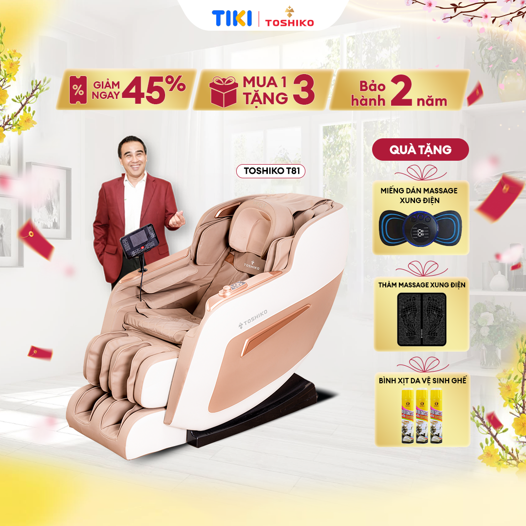 Ghế Massage Toàn Thân Đa Năng Cao Cấp Toshiko T81, điều khiển giọng nói tiếng Việt cao cấp, tổ hợp 15 bài massage chuyên sâu cùng công nghệ quét AI dò tìm huyệt đạo