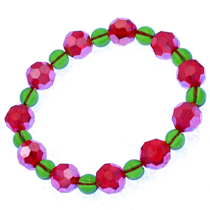 Vòng tay pha lê đỏ giác 10 ly pha lê xanh giác CTFLOGFLXLG10