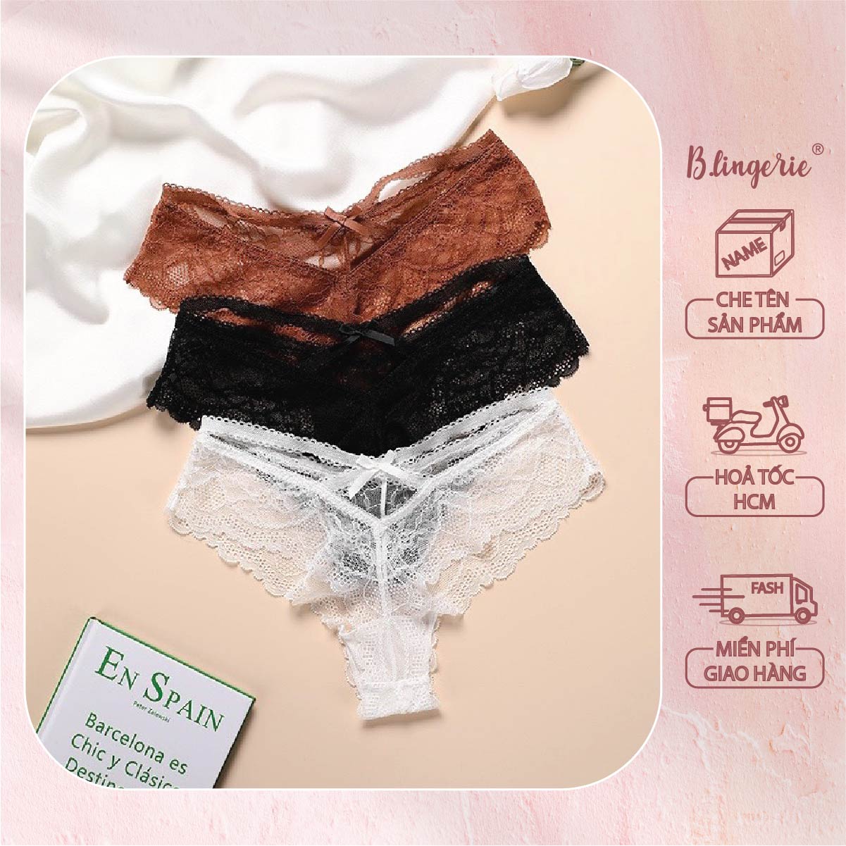 Quần Lót Ren Hoa Văn Nữ Tính - B.Lingerie