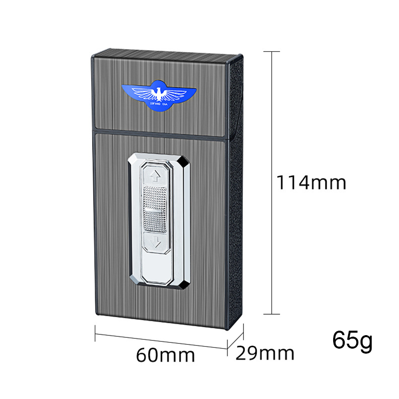 Bật Lửa Điện Plasmas Kiêm Hộp Đựng Thuốc 20 Điếu Dài Slim B09