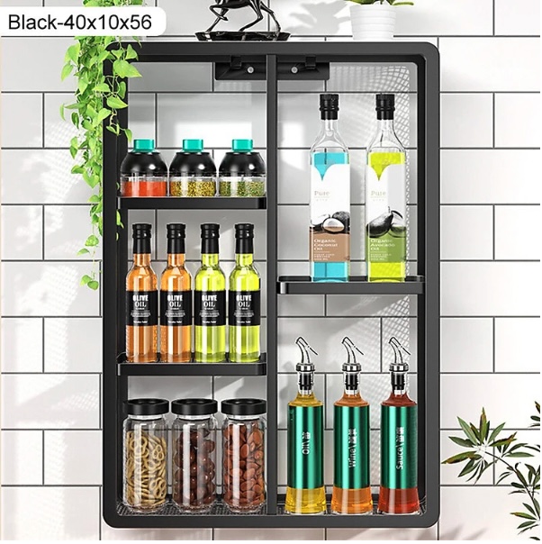 Kệ Treo Tường Để Đồ Nhà Bếp Không Cần Đục Lỗ Khoan Tường Chất Liệu Thép Carbon