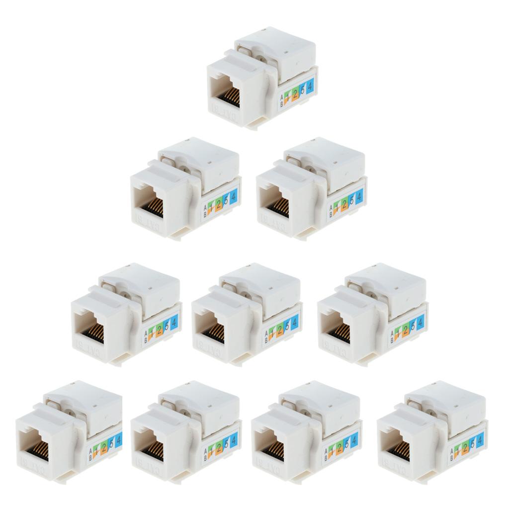 10x RJ45 Móc Jack Cắm Tường Cấp Cắm Cat6 Ethernet LAN Mô Đun 8P8C