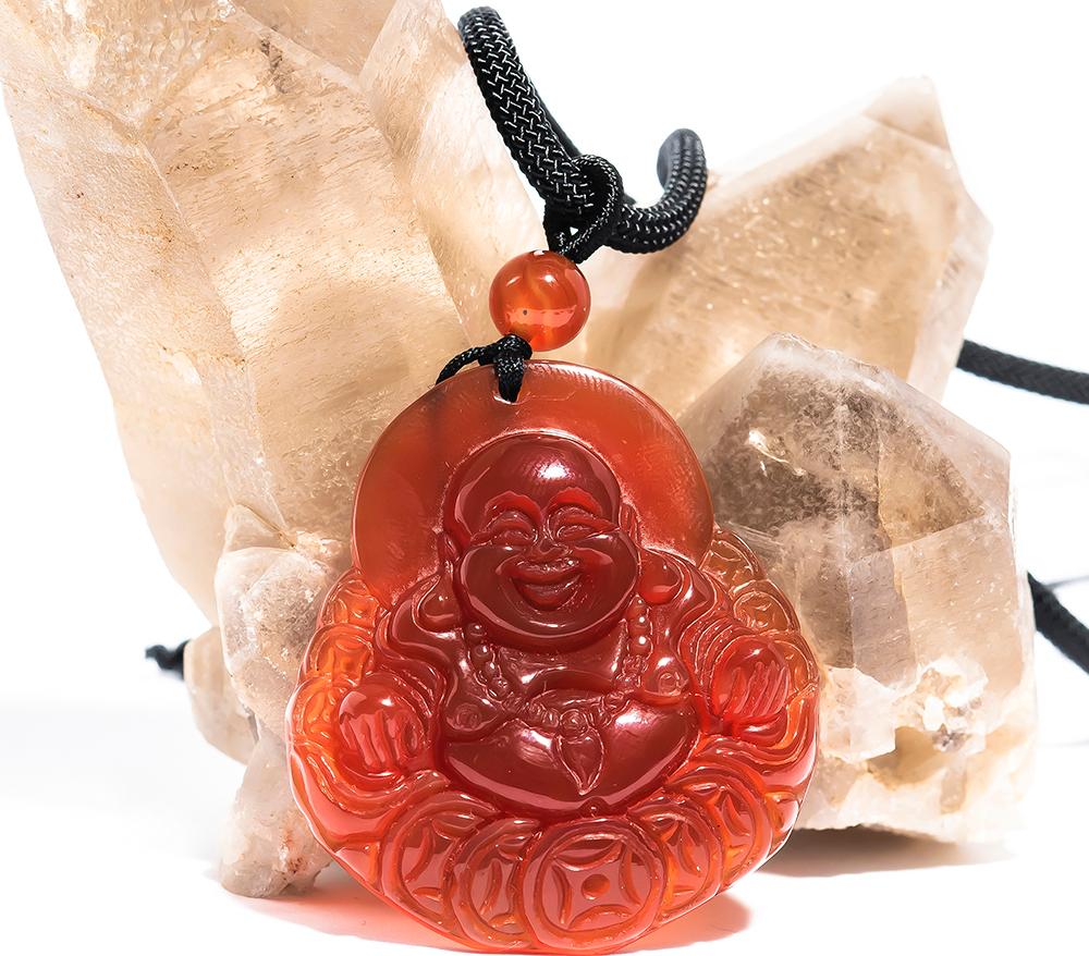 Mặt dây chuyền nam Phật Di Lặc Mã Não đỏ PDPDLRAGA01 - Vietgemstones