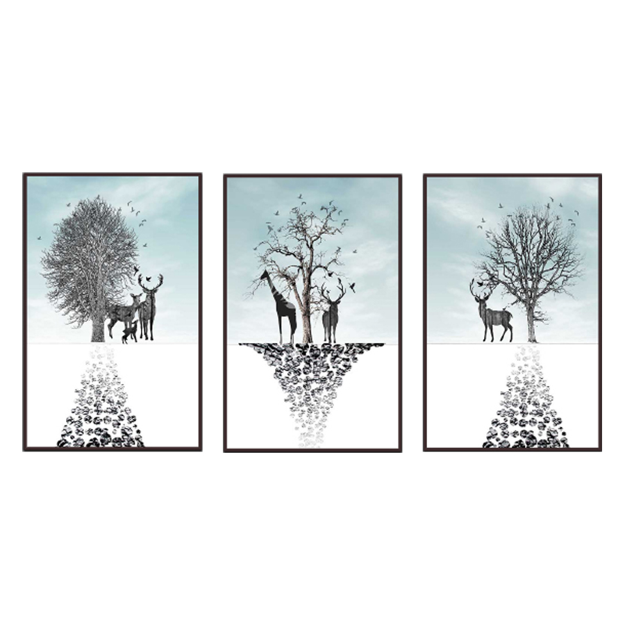 Bộ 3 Tấm Tranh Treo Tường Phòng Khách Thiên Nhiên (40 x 60) Q28-058