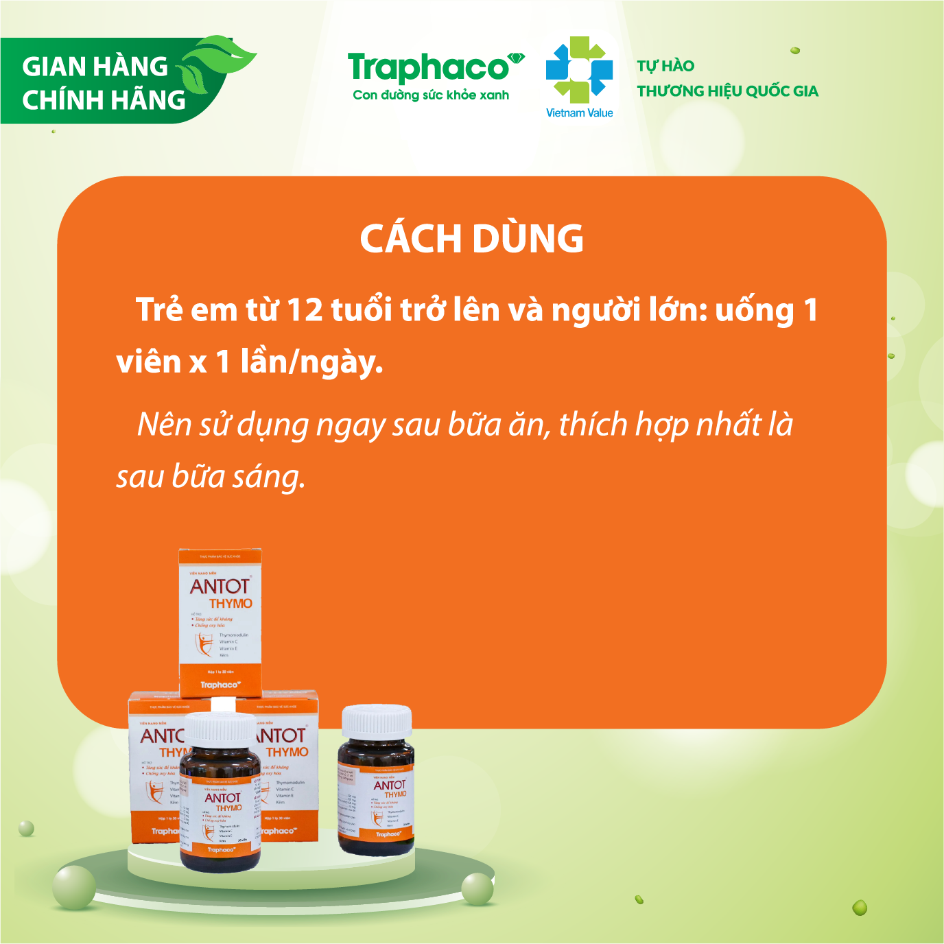 ANTOT THYMO VIÊN NANG MỀM - TĂNG SỨC ĐỀ KHÁNG - CHỐNG OXY HÓA, DÙNG CHO NGƯỜI HAY ỐM ĐAU