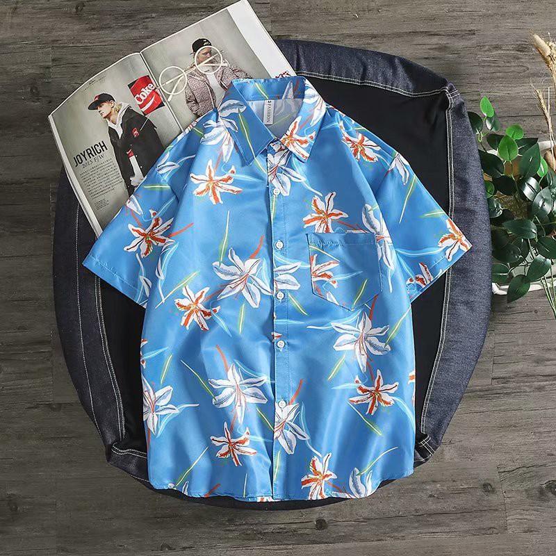Áo sơ mi ngắn tay in họa tiết hoa thời trang mùa hè dành cho nam