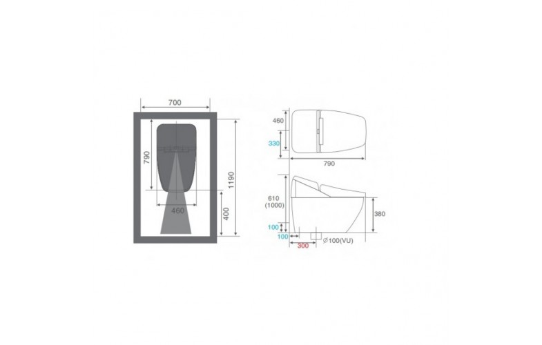 Bồn Cầu Thông Minh INAX AC-G216VN/BKG Màu Đen