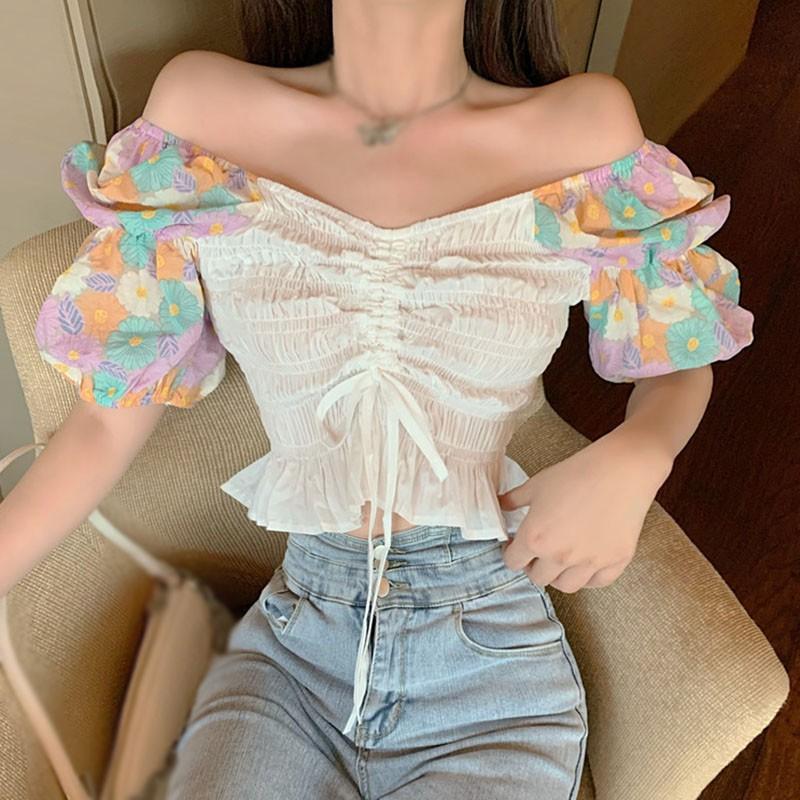 Áo Nữ Ngắn Tay Cổ Chữ V Thời Trang Hàn
