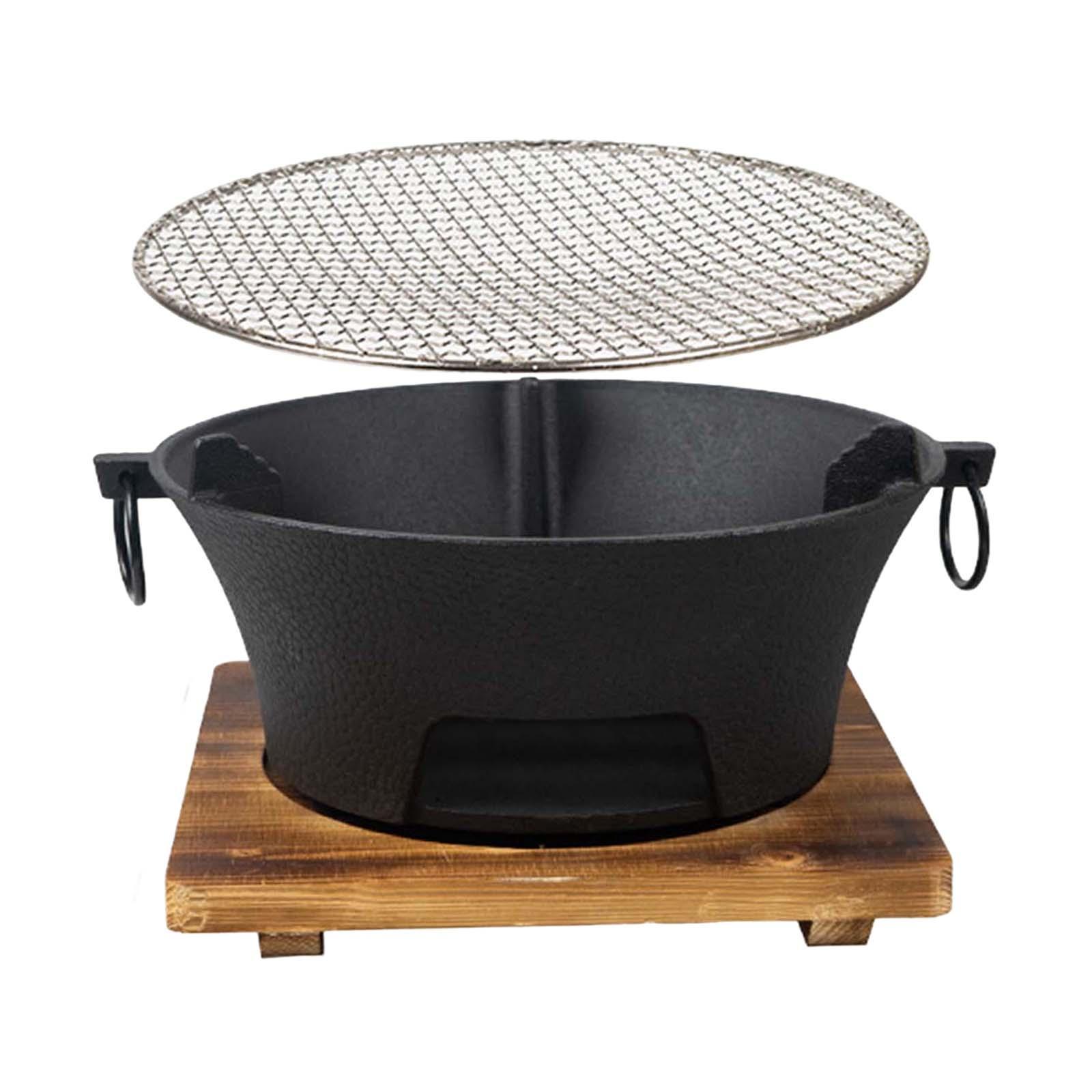 Portable Grill Round Firepit Bowl Furnace for Garden Hiking Picnic S