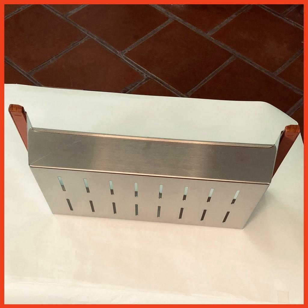 Rổ Đựng Trái Cây Thực Phẩm Đa Năng Bằng Inox viền gỗ