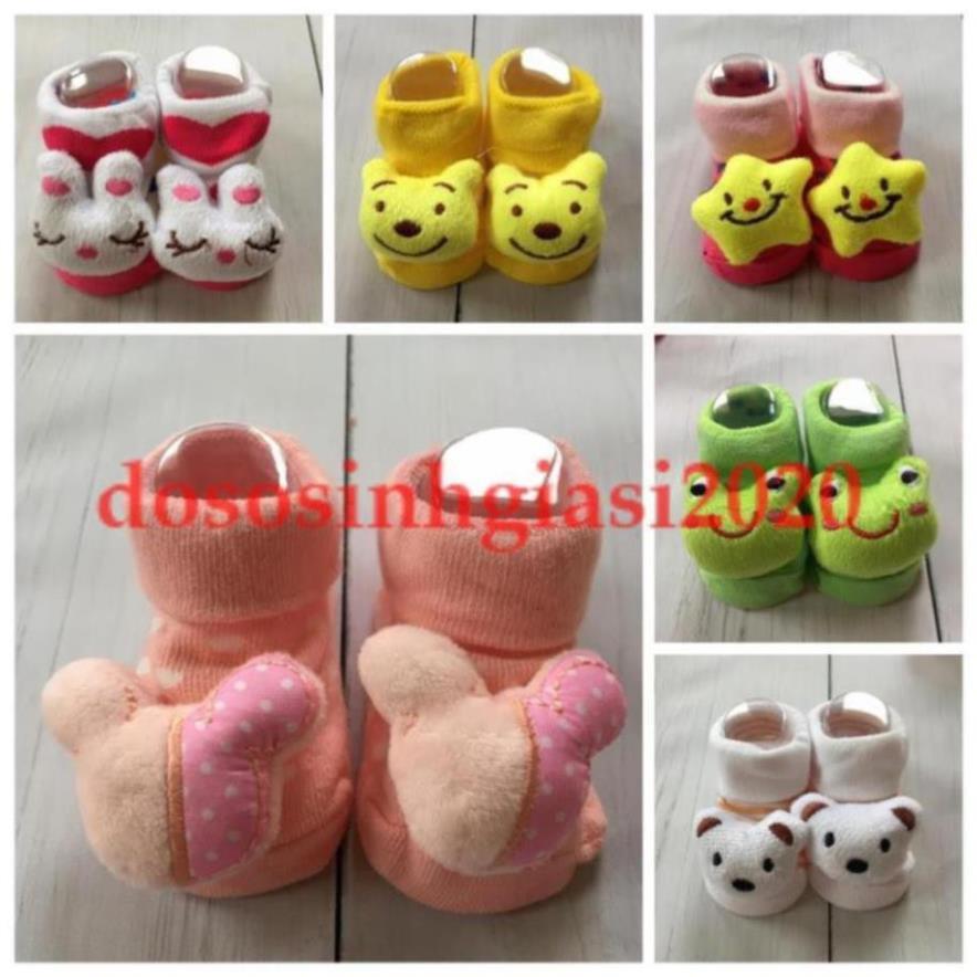 Vớ cho bé-Set 3 đôi vớ sơ sinh/ tất sơ sinh 3D xù size 0-12 tháng