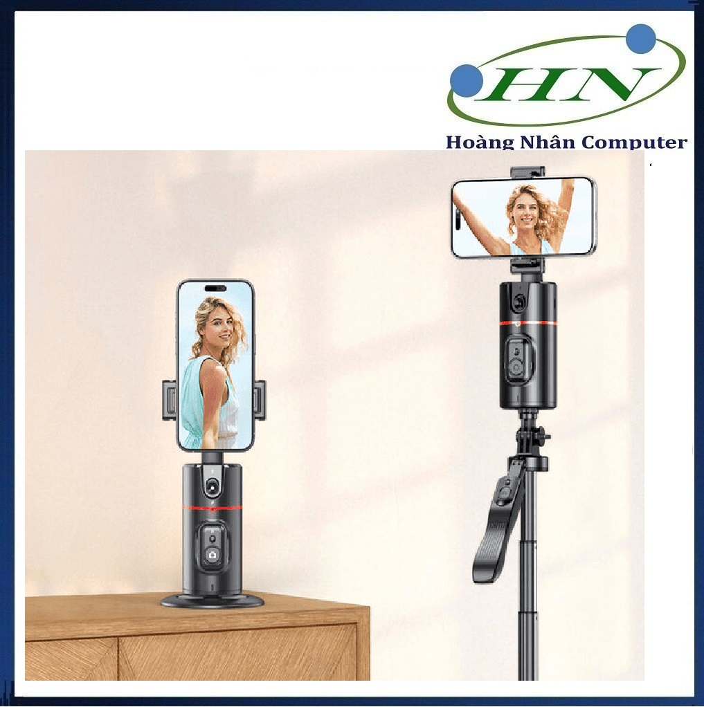 Giá đỡ điện thoại P02 thông minh AI tự động xoay 360° theo dõi khuôn mặt có remote hỗ trợ chụp hình, quay phim, ...