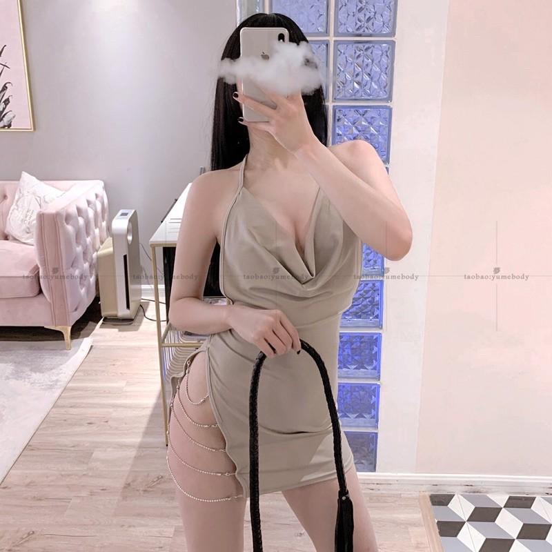 Váy ngủ SEXY xẻ tà, phối đá lấp lánh T204 GIAO HOẢ TỐC HCM