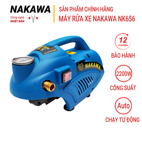 Máy rửa xe Nakawa NK656, Công suất 2200W, Máy phun dùng cho gia đình, Công nghệ Nhật Bản