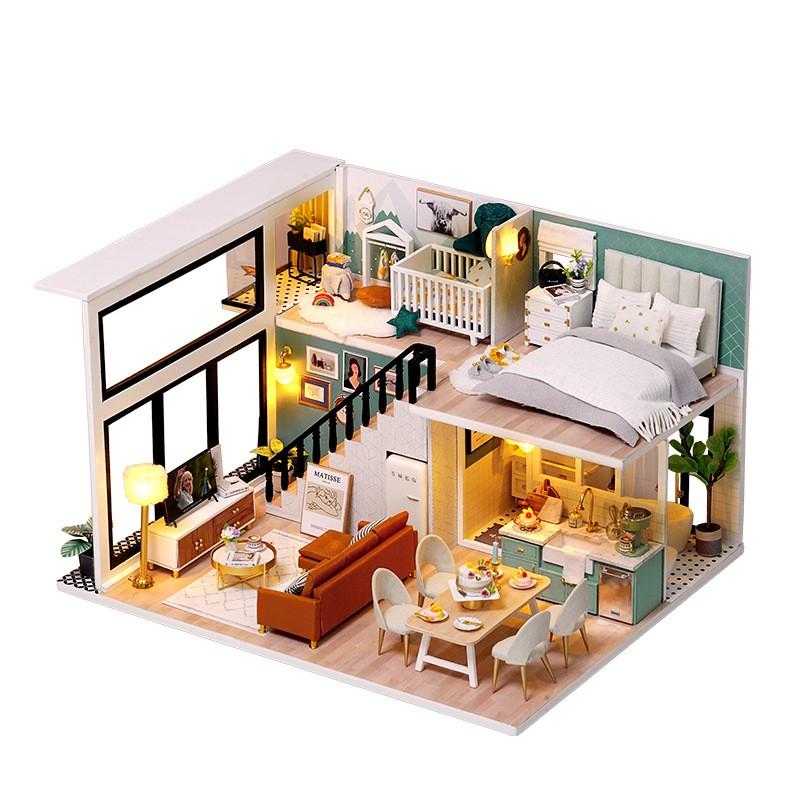 Mô hình nhà DIY Doll House Comfortable Life Kèm Mica Chống bụi