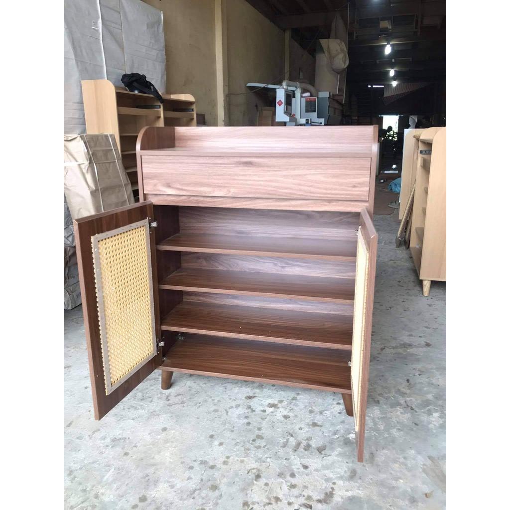 Tủ giày cánh mây - Màu nâu nhạt,Ngang 80