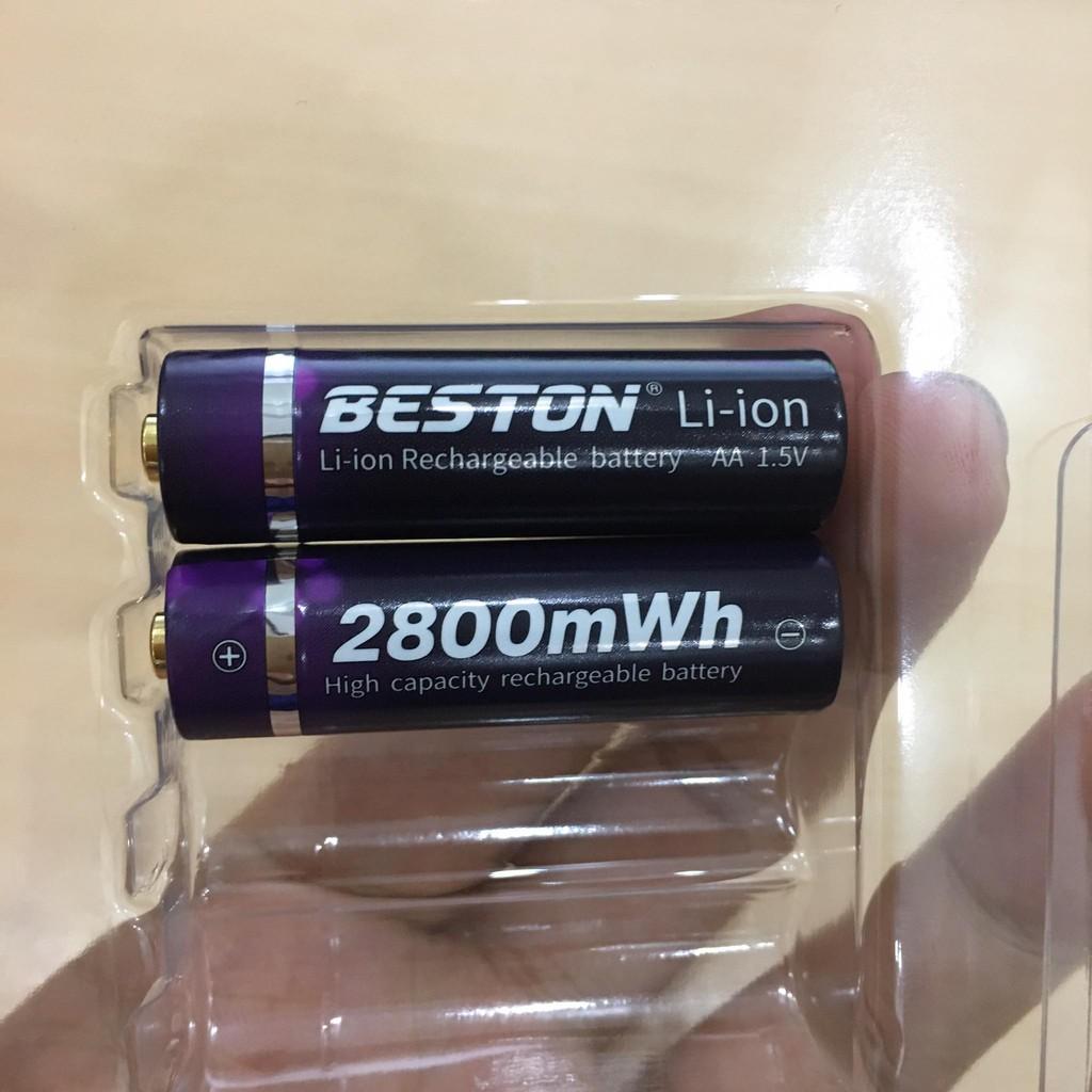 Pin Sạc Aaaaa Beston Chính Hãng 1.5V Kèm Bộ Sạc Nhanh Tự Ngắt Hàng Cao Cấp - Lẻ 2 Pin Aa2800Mwh