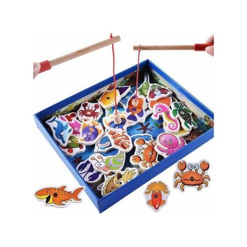 Bộ đồ chơi câu cá nam châm bằng gỗ 32 chi tiết tặng kèm thước đo chiều cao cho bé - Hàng Chất Lượng