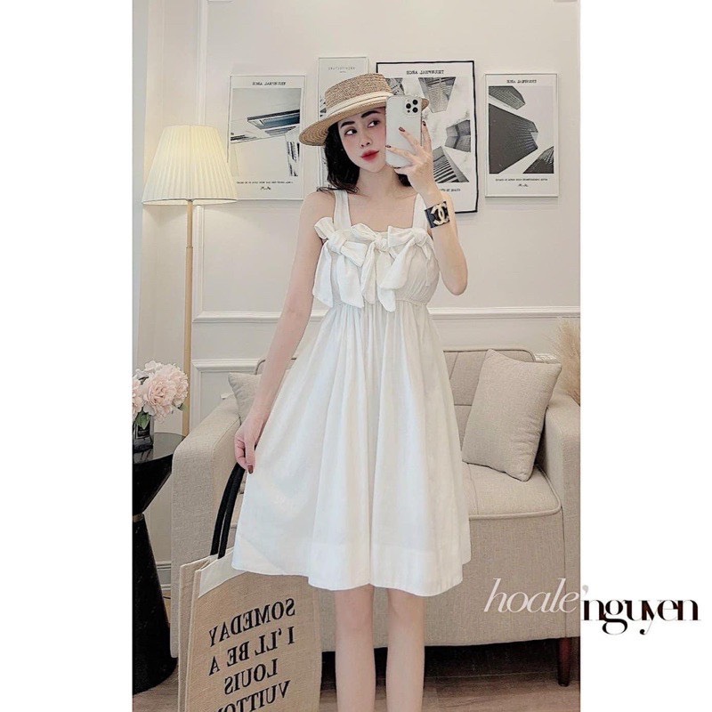 Đầm 2s trắng 3 nơ ngực cho nữ DN525