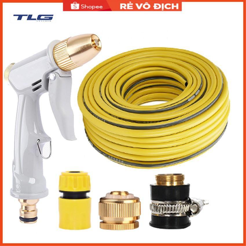 Bộ dây vòi xịt nước tưới cây rửa xe,tăng áp 3 lần, loại 3-5m (cút nhựa nối đồng nhựa) 206846