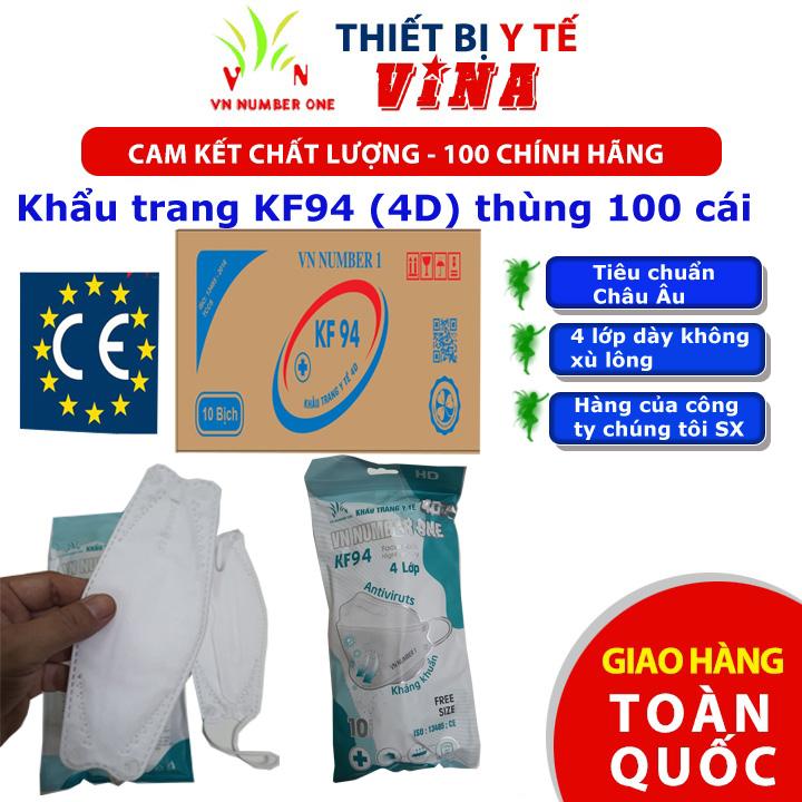 Sỉ 01 thùng Khẩu trang KF94 , Khẩu trang 4D có kháng khuẩn 4 lớp dày