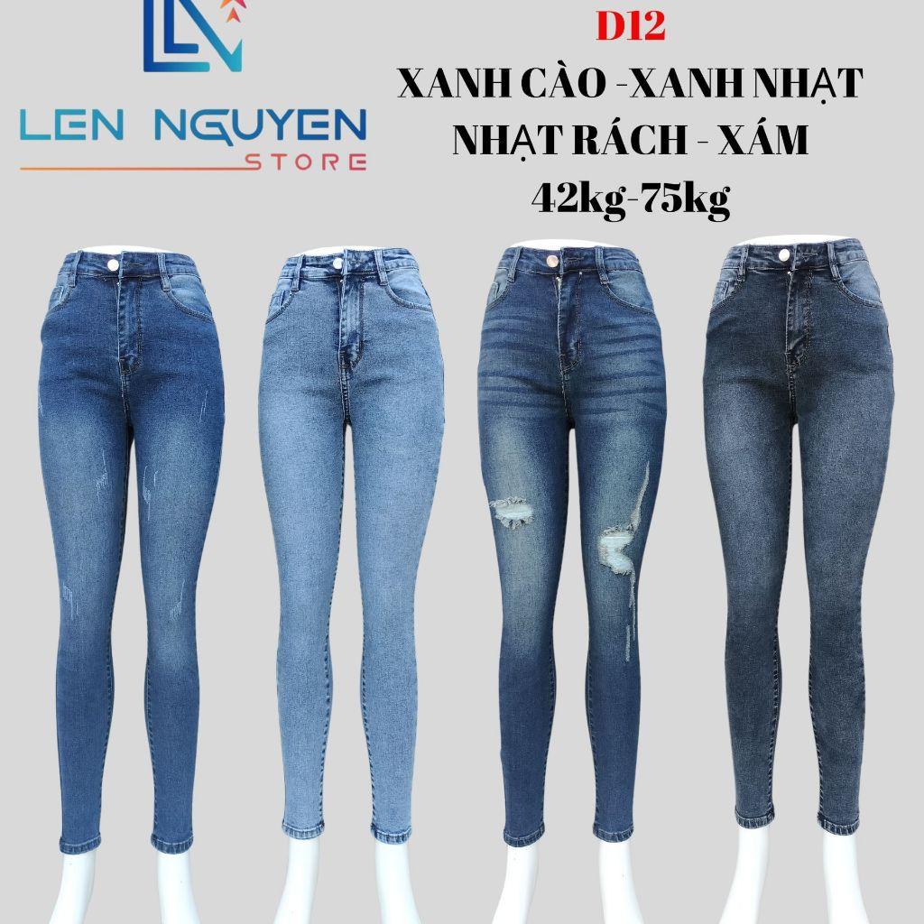 D12_Quần jean nữ, dài, lưng cao, quần bò nữ dáng ôm, quần rin nữ có big size, cho 42kg đến 75kg,LEN NGUYEN STORE