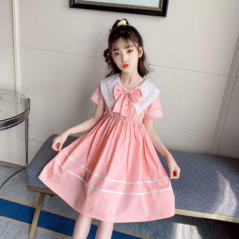 SHUANGYAN Cô gái ăn mặc mùa hè Hàn Quốc phong cách phương Tây búp bê cổ váy trẻ em trung bình lớn váy công chúa web đỏ(