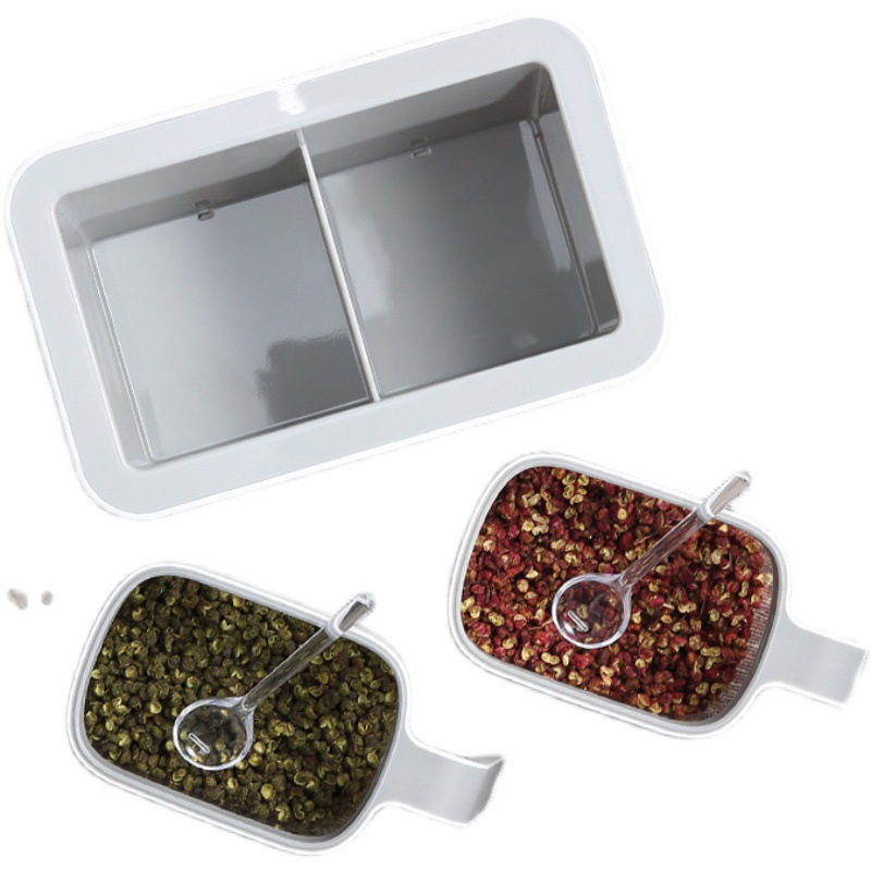 Bộ Đựng Gia Vị Gắn Tường ECOCO - Kèm Thìa - Loại 2 Ngăn & 3 Ngăn - Thiết Kế Thông Minh, Sang Trọng - Giao Màu Ngẫu Nhiên