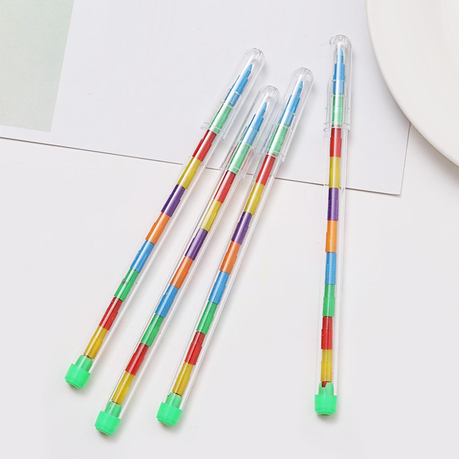 10 Pieces Rainbow Pencils Stackable Crayons for Kids Stacking Crayons Buildable Crayons Party Favors for School Supplies