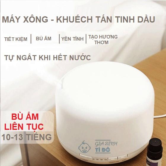 Máy Xông Tinh Dầu Dung Tích Lớn 500ml Tích Hợp Đèn Led 7 Màu Trang Trí Và Đèn Ngủ Phòng Cực Đẹp