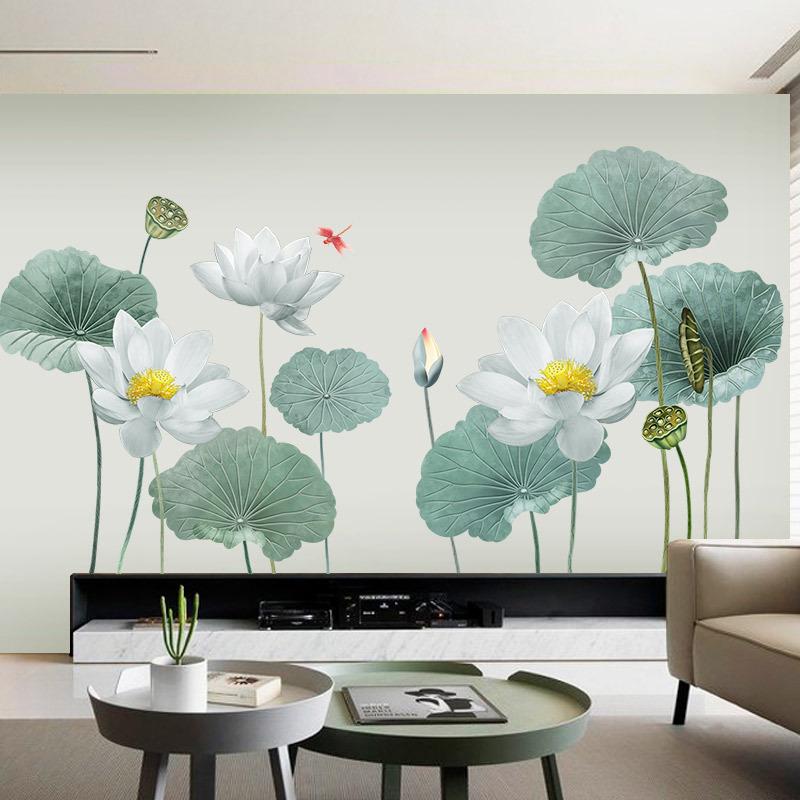 DECAL DÁN TƯỜNG ĐẦM SEN XANH NHẠT