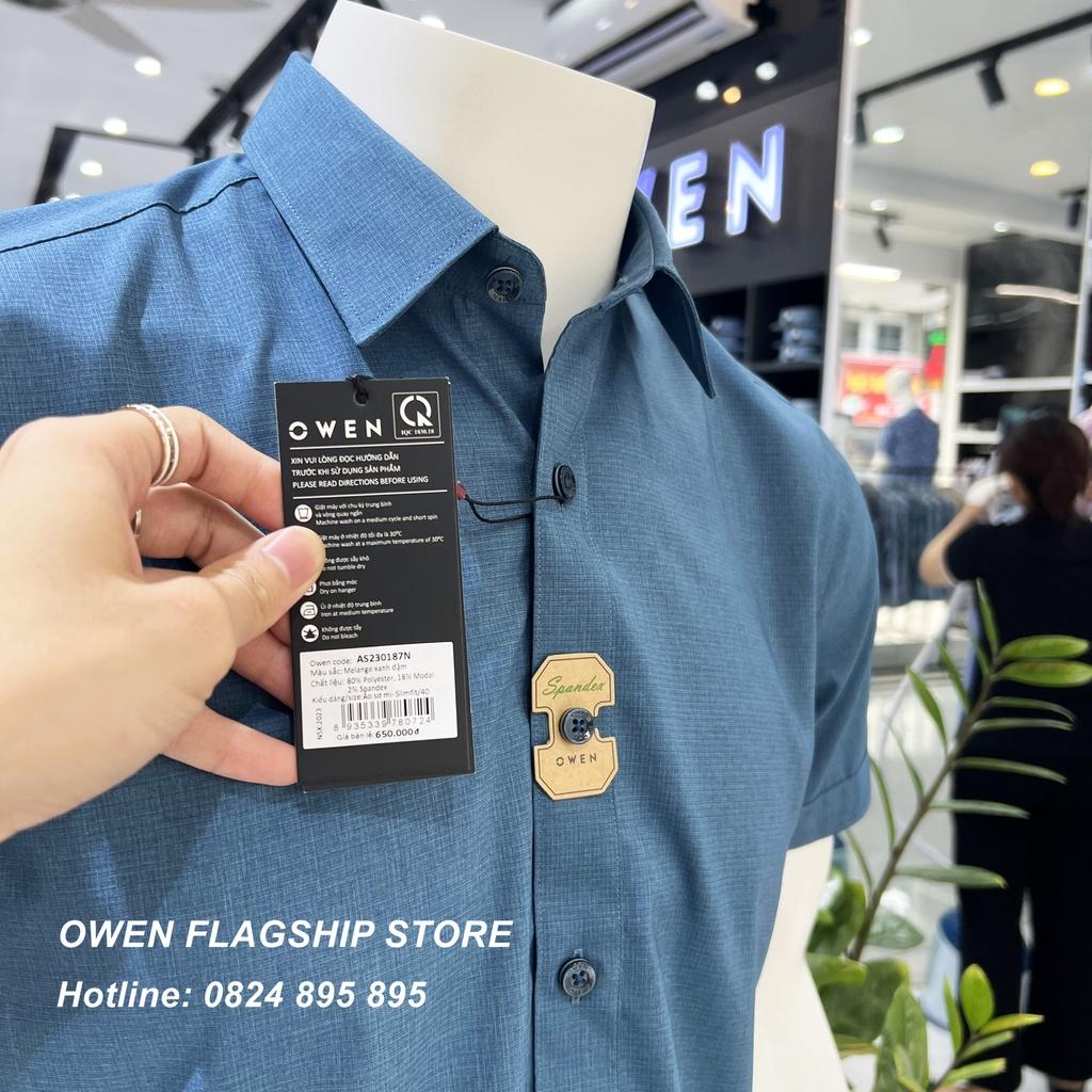Áo Sơ mi Owen nam ngắn tay dáng Slimfit sợi Bamboo cao cấp mềm mịn mát AS230187N