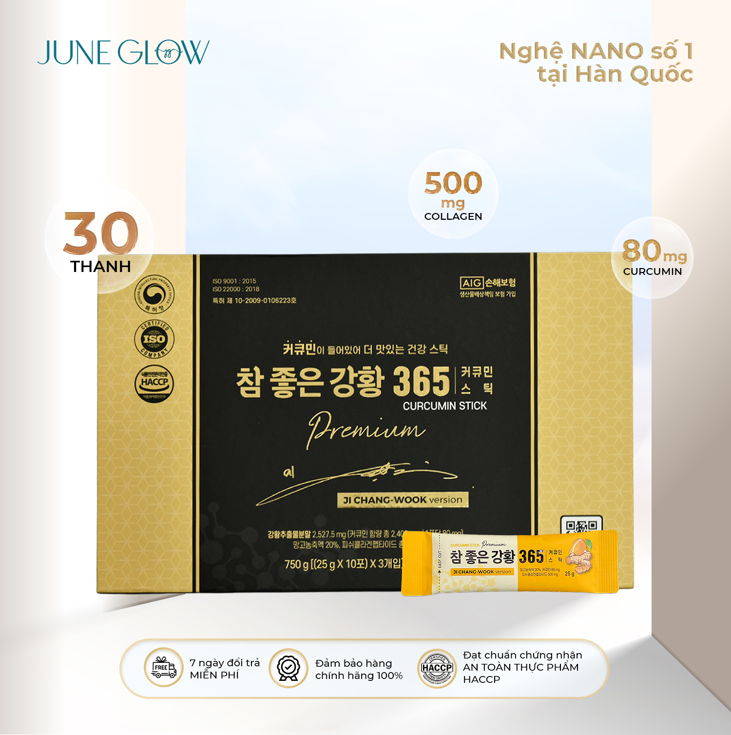 3 hộp Thạch Nghệ Nano 365 Collagen Premium - 30 thanh