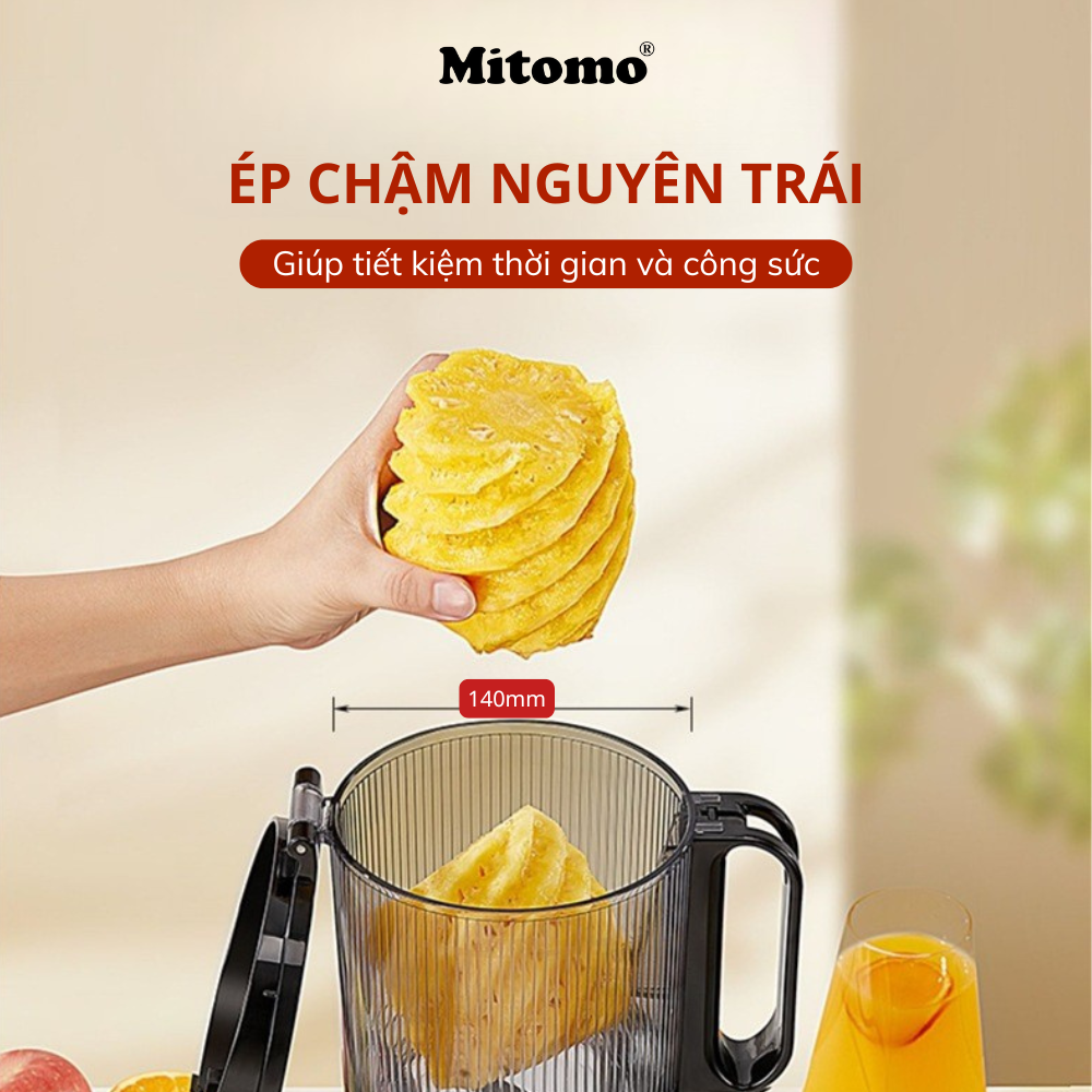 Máy Ép Chậm, Máy Ép Trái Cây Công Nghiệp Mitomo KJ3081 Kiệt Bã - Hàng Chính Hãng Bảo Hành 3 Năm