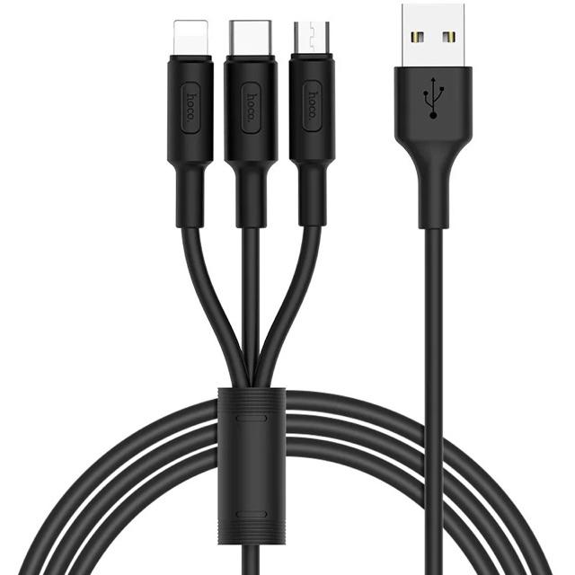 Cáp sạc Hoco X25: 3 trong 1 , micro usb và type C- 2A.-hàng chính hãng