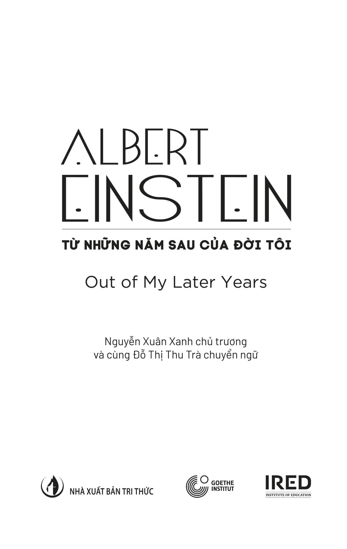 Sách - Từ Những Năm Sau Của Đời Tôi - Out Of My Later Years - Bìa Cứng