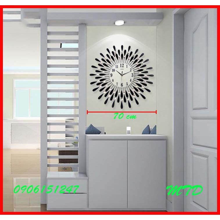 Đồng hồ treo tường trang trí decor MTD giọt nước Mặt Trời Đen kích thước 70 x 70 cm