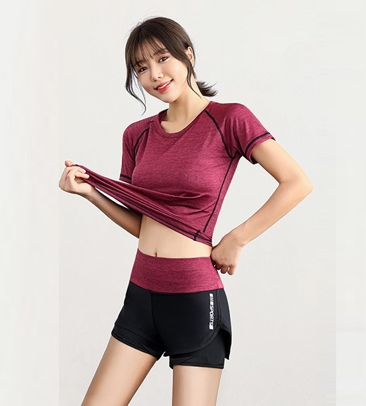 Bộ đồ tập gym, yoga, aerobic nữ Linda026 áo thun quần đùi, quần áo thể thao nữ