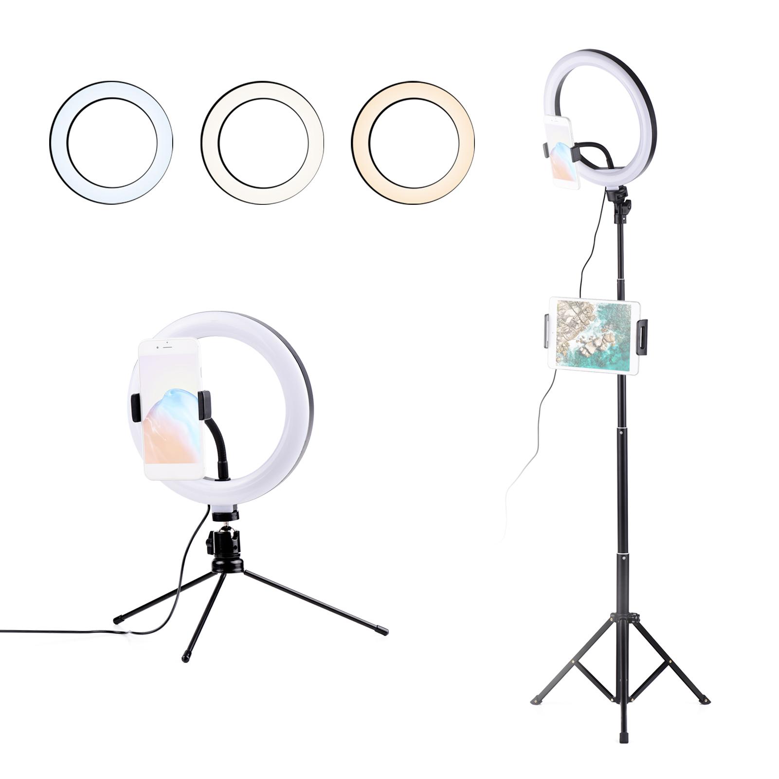 Giá đỡ điện thoại dạng Đèn LED vòng tự sướng 6 inch, 3 chế độ,10 mức độ sáng với giá đỡ ba chân - 6 inch