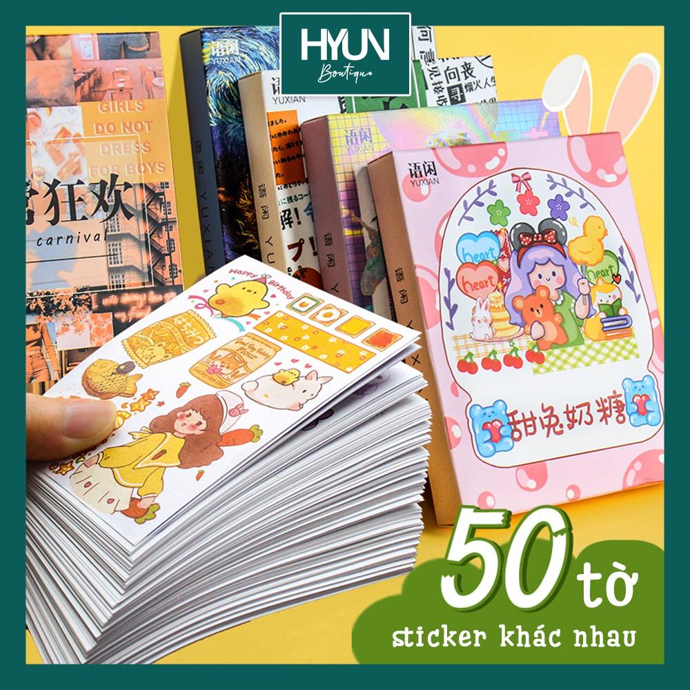 Hộp Sticker dán A6 - hơn 500 hình dán trang trí sổ tay Bullet Journal - sticker dễ thương - DIY - Hyun Boutique